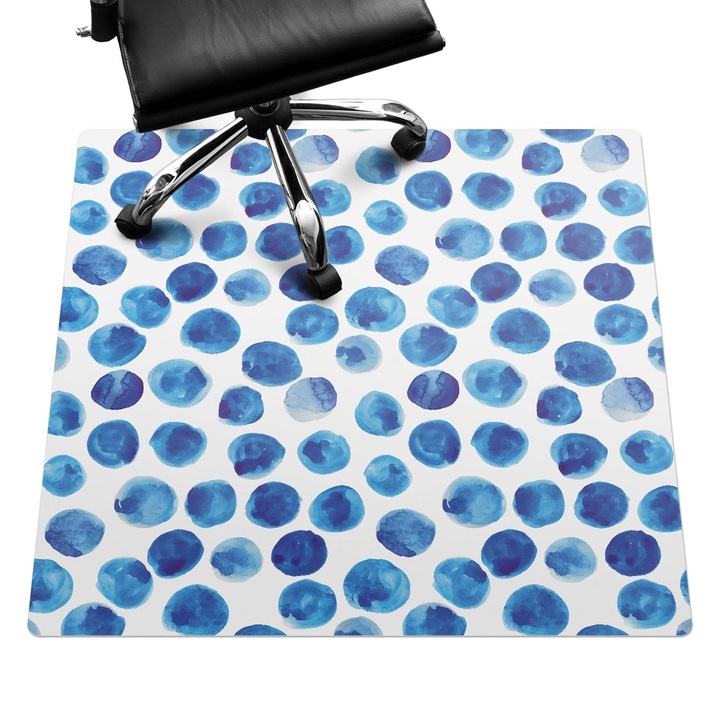 Padlóvédő székalátét, Wallfluent, Akvarell pöttyök, Kék, 100x100 cm, 010250310050100033437