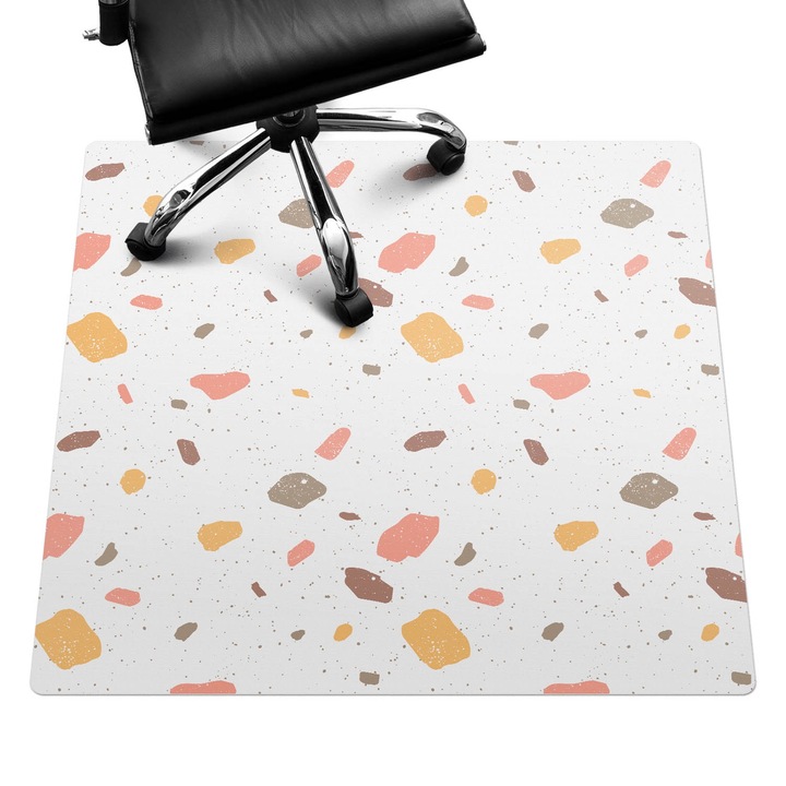 Szék alátét szőnyeg, Wallfluent, Pasztell terrazzo, Narancssárga, 100x100 cm, 010250310050100033536