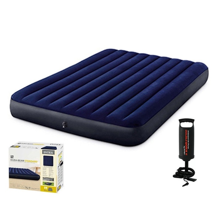 Saltea gonflabila, 99x191x25cm, capacitate 300kg, material PVC, cu pompa manuala