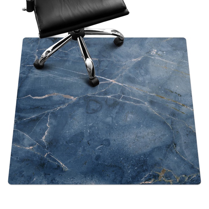 Szék szőnyeg, Wallfluent, Márvány erek, Kék, 100x100 cm, 010250310050100077313