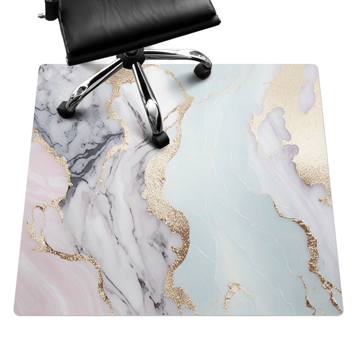 Íróasztal szék alátét, Wallfluent, Márvány hullámok, Rózsaszín, 100x100 cm, 010250310050100088292