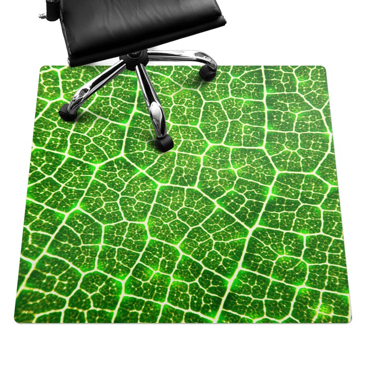 Szék szőnyeg, Wallfluent, Levél közelről, Zöld, 100x100 cm, 010250310050100077408