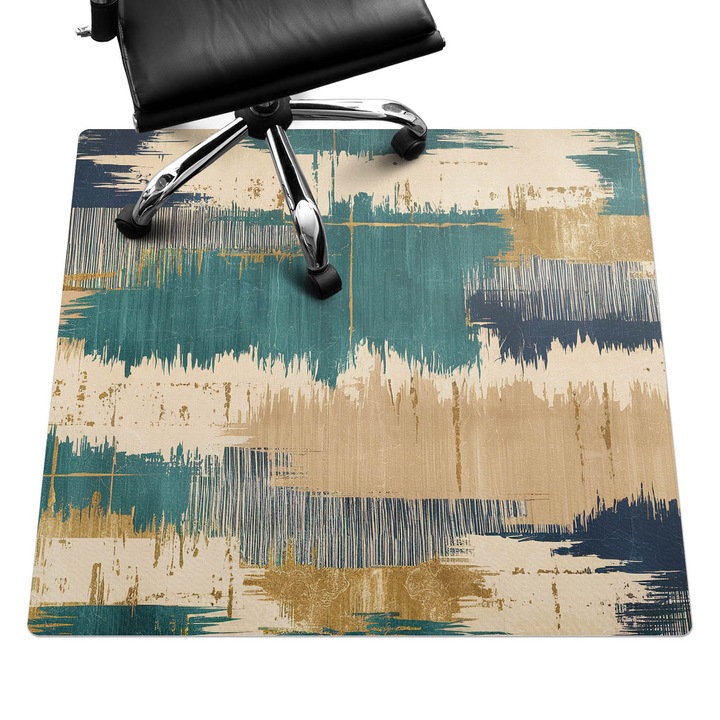 Íróasztal szék alátét, Wallfluent, Absztrakt vonások, Türkiz, 100x100 cm, 010250310050100281972