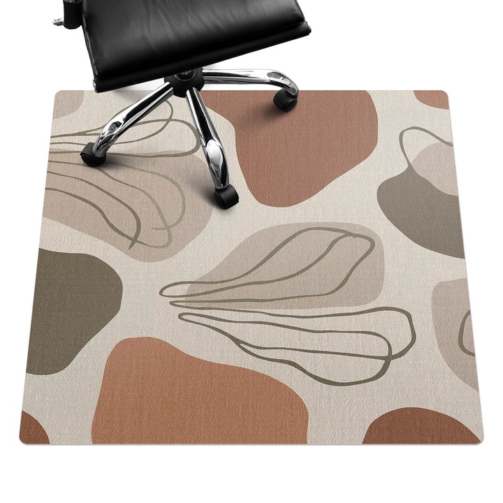 Protectie podea scaun, Wallfluent, Linii abstracte, Bej, 100x100 cm, 010250310050100282014