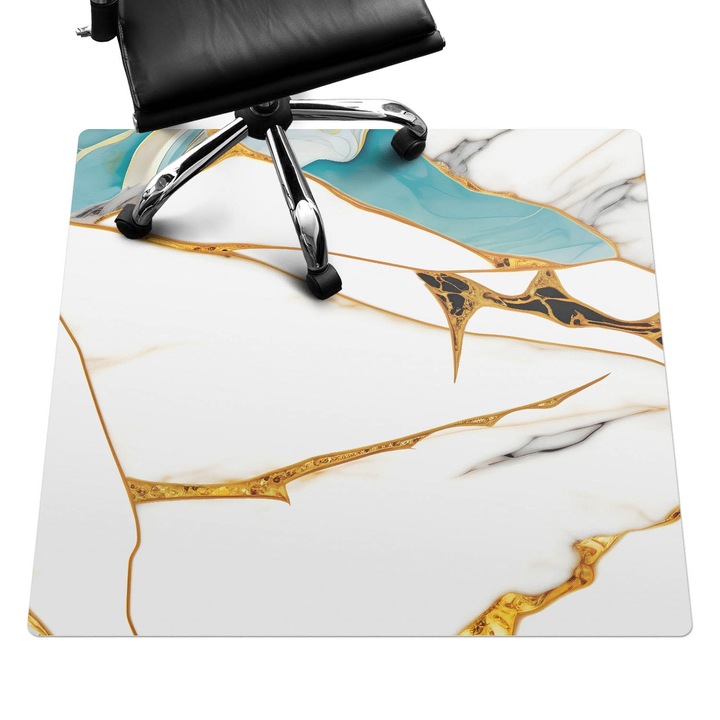 Szék szőnyeg, Wallfluent, Márvány minták, Fehér, 100x100 cm, 010250310050100282602