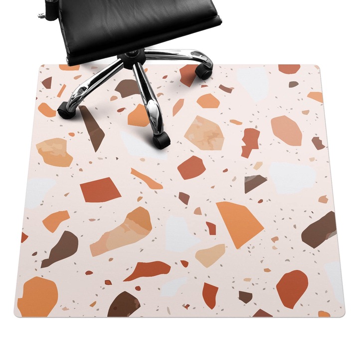 Padlóvédő székalátét, Wallfluent, Terrazzo absztrakt, Narancssárga, 100x100 cm, 010250310050100273987