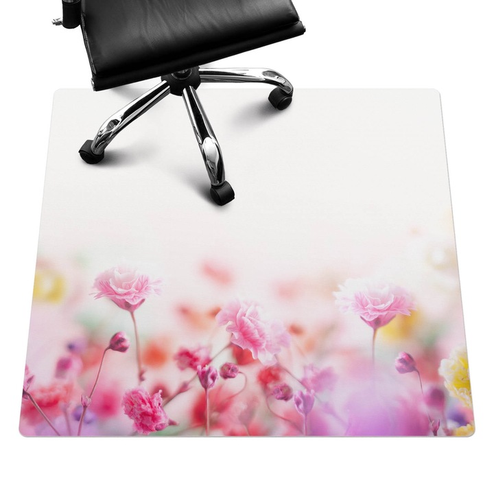 Székalátét, Wallfluent, Pasztell réti virágok, Rózsaszín, 100x100 cm, 010250310050100088501