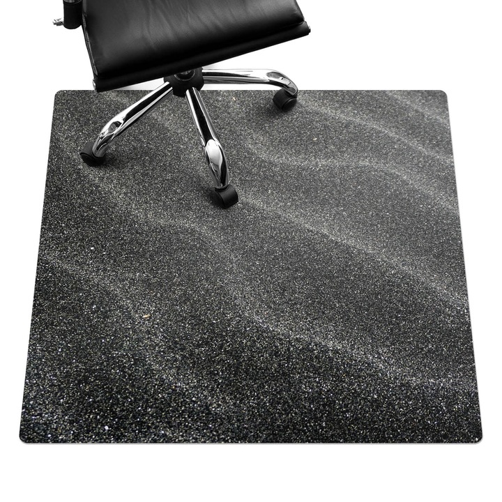 Szék szőnyeg, Wallfluent, Hullámzó homok minták, Fekete, 100x100 cm, 010250310050100282635