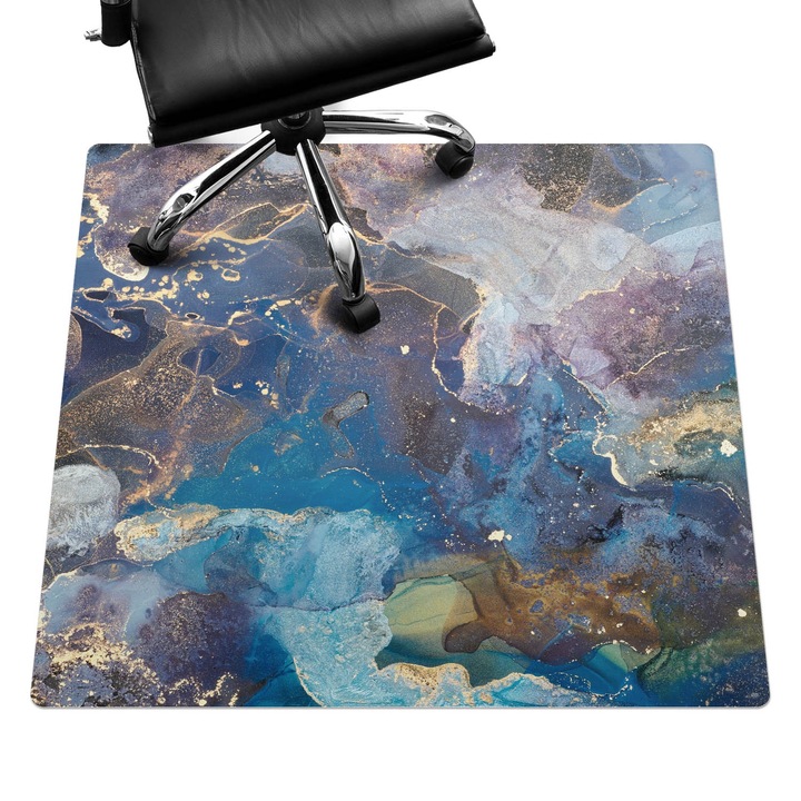 Covoras pentru protectie pardosea, Wallfluent, Marmura abstracta, Albastru, 100x100 cm, 010250310050100282572