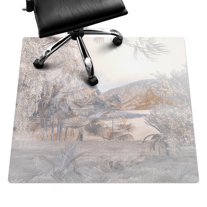 Szék alátét szőnyeg, Wallfluent, Pasztell természeti táj, Bézs, 100x100 cm, 010250310050100282732