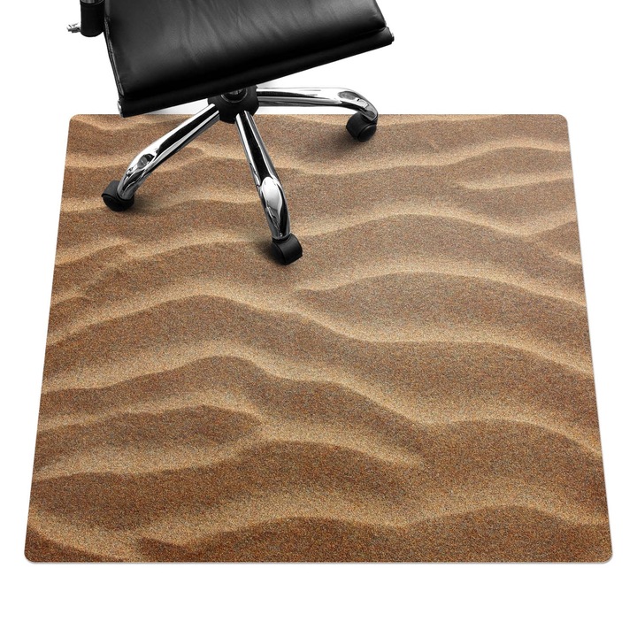 Íróasztal szék alátét, Wallfluent, Hullámzó homok minták, Bézs, 100x100 cm, 010250310050100282636