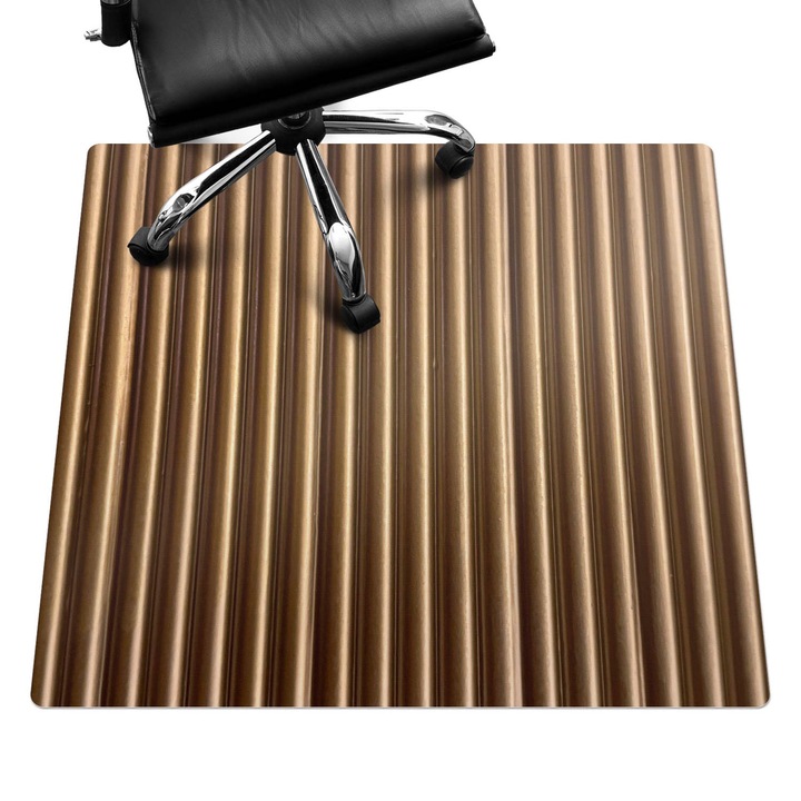 Íróasztal szék alátét, Wallfluent, Fém csíkok, Barna, 100x100 cm, 010250310050100282541