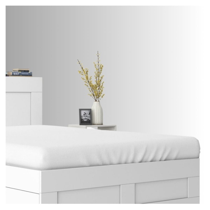 Cearceaf de pat, Frotte, Alb, 100 x 200 cm, cu elastic, 180 g/m², 85% bumbac, 15% poliester, Oeko-tex standard 100