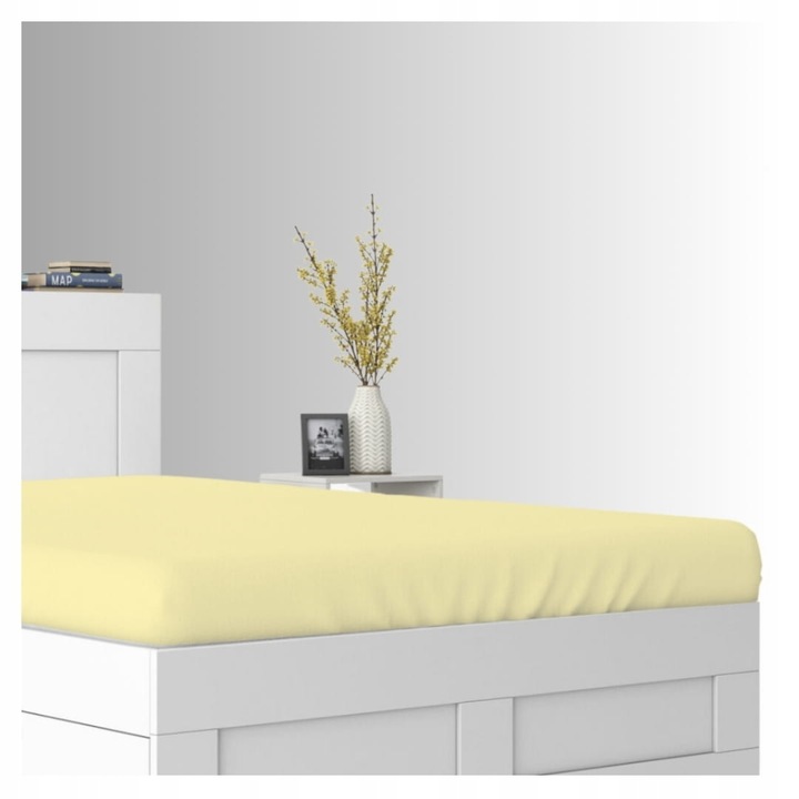 Cearceaf de pat, Frotte, Crem, 80 x 200 cm, cu elastic, 180 g/m², 85% bumbac, 15% poliester, Oeko-tex standard 100