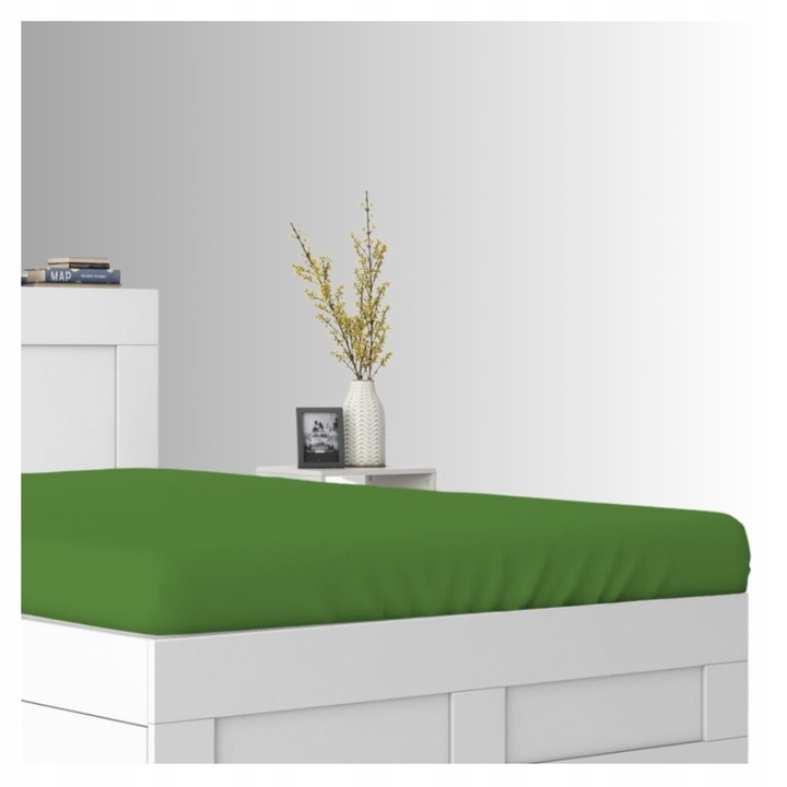 Cearceaf de pat, Frotte, Verde masliniu, 80 x 180 cm, cu elastic, 180 g/m², 85% bumbac, 15% poliester, Oeko-tex standard 100