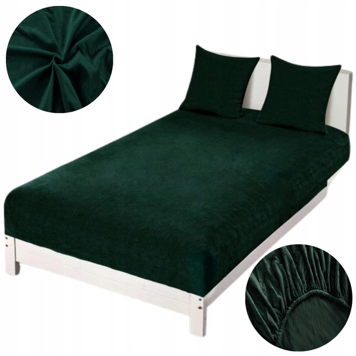 Cearceaf de pat, Ursulet, Verde inchis, 160 x 200 cm, cu elastic, 130 g/m2, Microfibra, Oeko-tex standard 100