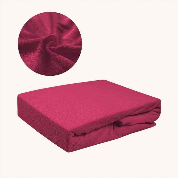 Cearceaf de pat, Frotte, Mov inchis, 180 x 200 cm, fara elastic,180 g/m², 85% bumbac, 15% poliester, Oeko-tex standard 100