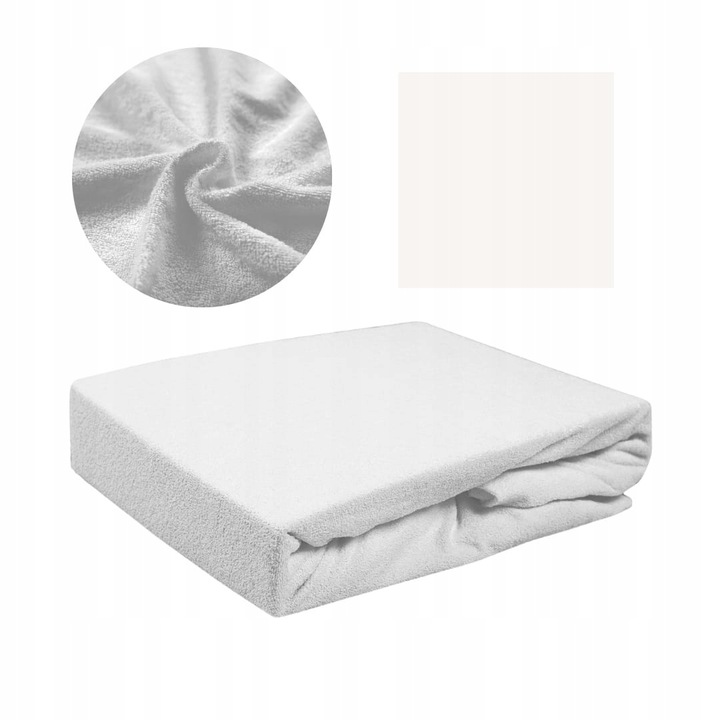 Cearceaf de pat, Frotte, Alb, 160 x 200 cm, fara elastic,180 g/m², 85% bumbac, 15% poliester, Oeko-tex standard 100