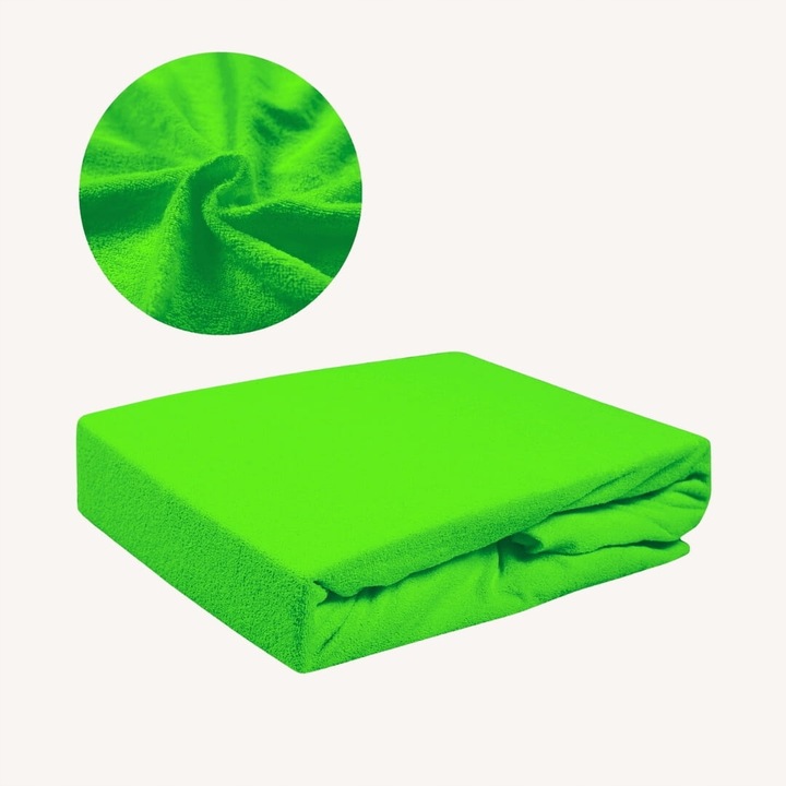 Cearceaf de pat, Frotte, Verde deschis, 120 x 200 cm, fara elastic,180 g/m², 85% bumbac, 15% poliester, Oeko-tex standard 100