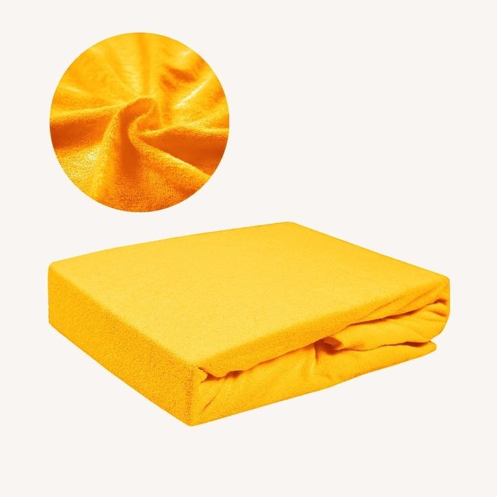 Cearceaf de pat, Frotte, Portocaliu, 120 x 200 cm, fara elastic,180 g/m², 85% bumbac, 15% poliester, Oeko-tex standard 100