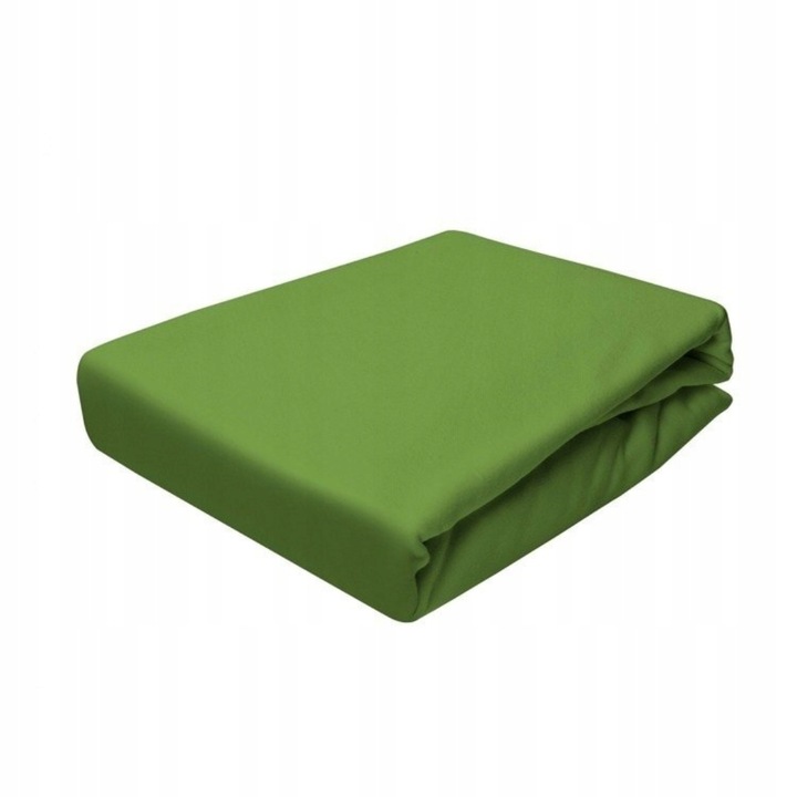 Cearceaf de pat, Jersey, Verde, 80 x 160 cm, cu elastic, 140 g/m2, 100% bumbac, Oeko-tex standard 100