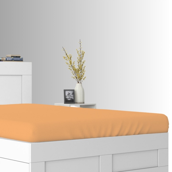 Cearceaf de pat, Jersey, Somon, 120 x 200 cm, cu elastic, 140 g/m2, 100% bumbac, Oeko-tex standard 100