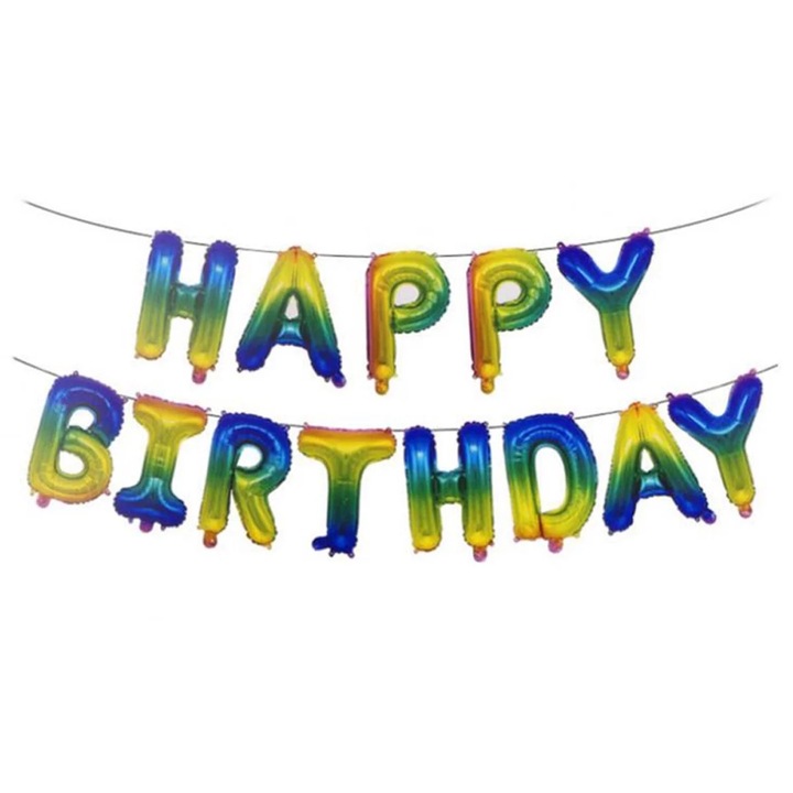 Комплект фолиеви балони "HAPPY BIRTHDAY", 40 см, многоцветен