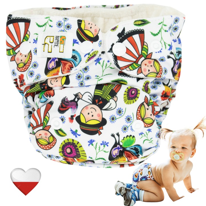 Nappime Mini Coolmax Lowicki állítható, újrafelhasználható pelenka, kék, 10x15cm