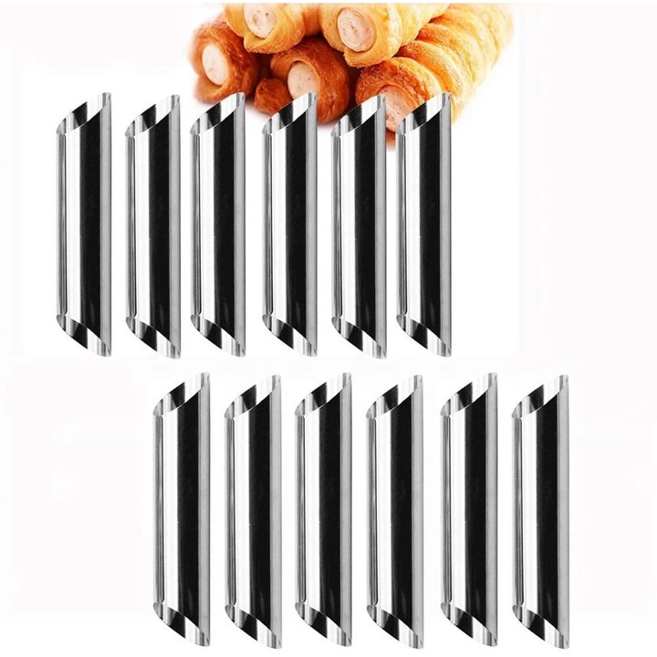 Set de 12 forme din otel inoxidabil pentru cannoli, 12,5x2,8cm