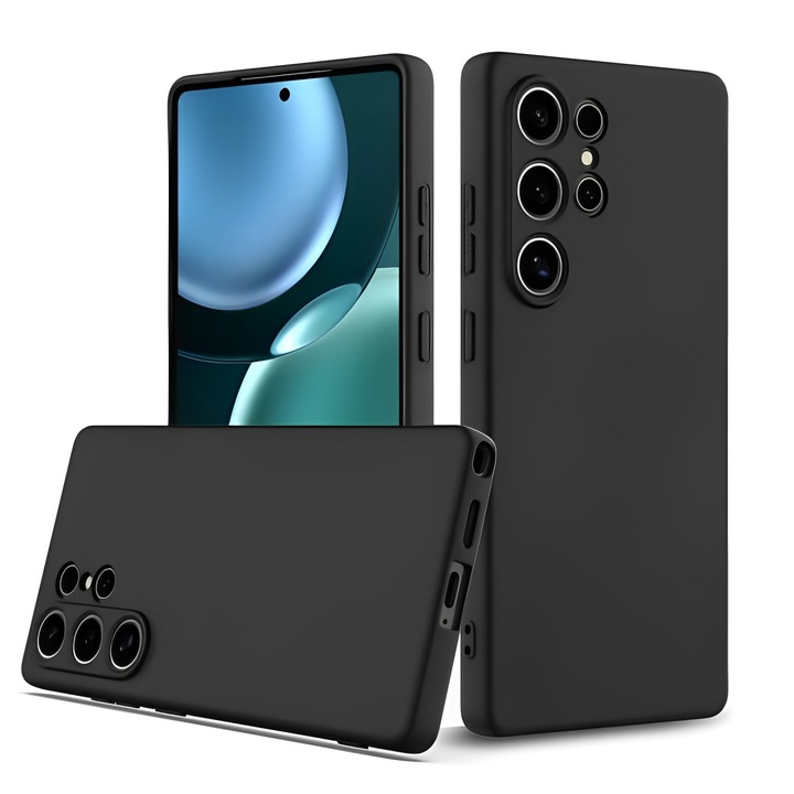 Samsung Galaxy S25 Ultra 5G kompatibilis szilikon hátlaptok, velúr belsővel, matt, fekete, Silicon