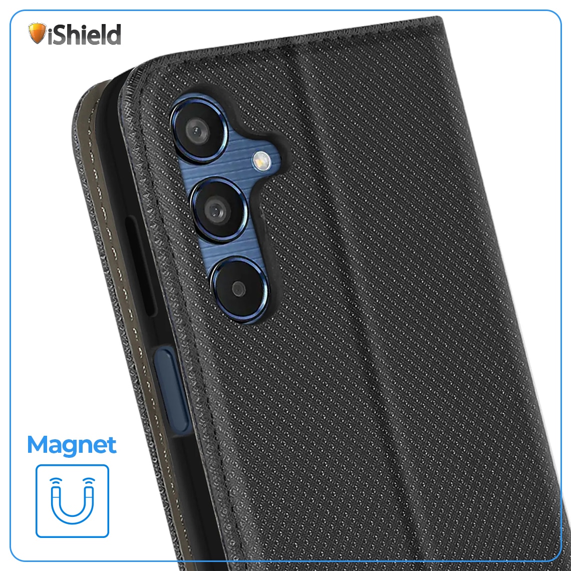 Husa pentru Samsung A16 (A166), Smart Flip, tip carte cu inchidere magnetica, Buzunar Carduri, functie Stand de vizualizare, Eco-Leather + Silicon, Neagra