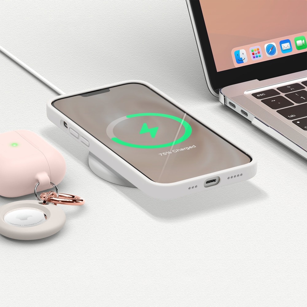 Husa CASEY STUDIOS™ pentru Apple iPhone 13 Pro Max, Soft Silicone Premium, Alb, Microfibra in Interior, de Protectie, Ultra Slim, pentru Incarcare Wireless, Margini Ridicate pentru Protectia Ecranului si a Camerelor