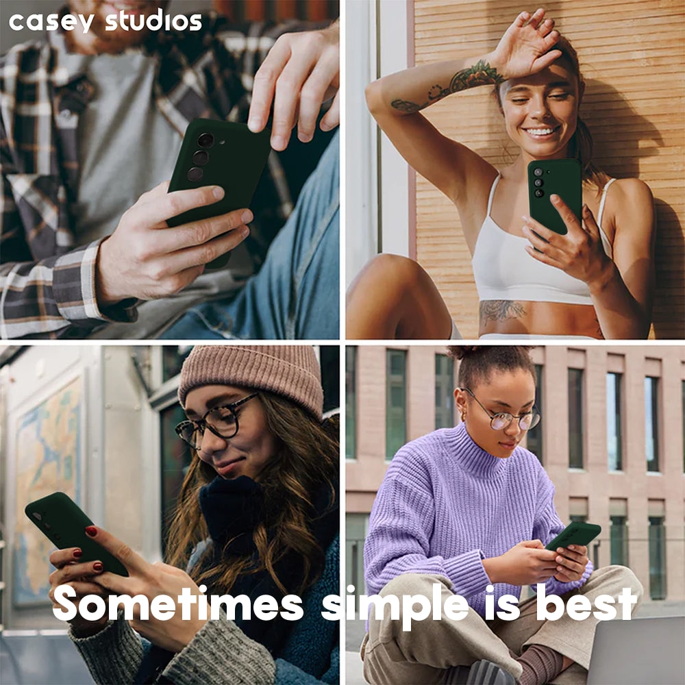 Husa CASEY STUDIOS™ compatibila cu Samsung Galaxy S23, Soft Silicone Premium, Verde Inchis, Microfibra in Interior, de Protectie, Ultra Slim, pentru Incarcare Wireless, Margini Ridicate pentru Protectia Ecranului si a Camerelor