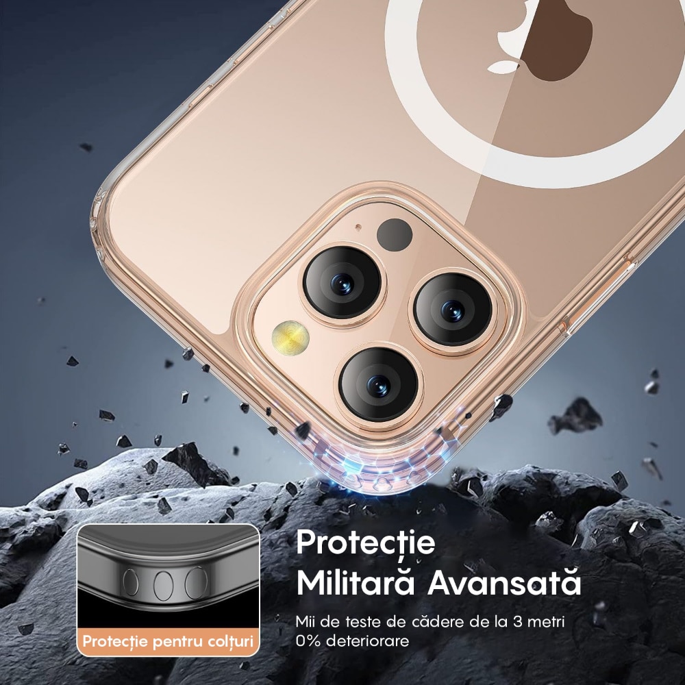 Husa compatibila cu Incarcare Magsafe compatibila cu iPhone 16 Pro, CASEY STUDIOS™, Transparent, de Protectie, Slim, pentru Incarcare Wireless, Margini Ridicate de Protectia Ecranului si a Camerelor