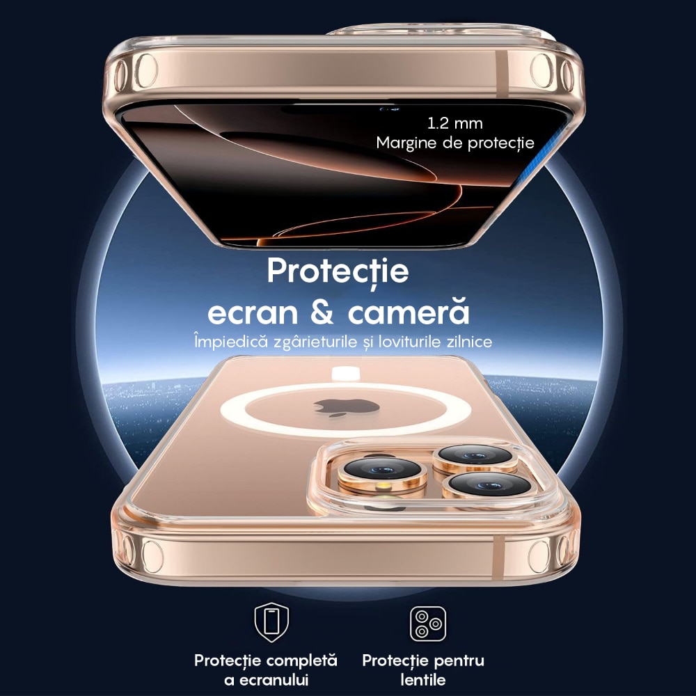 Husa compatibila cu Incarcare Magsafe compatibila cu iPhone 16 Pro, CASEY STUDIOS™, Transparent, de Protectie, Slim, pentru Incarcare Wireless, Margini Ridicate de Protectia Ecranului si a Camerelor