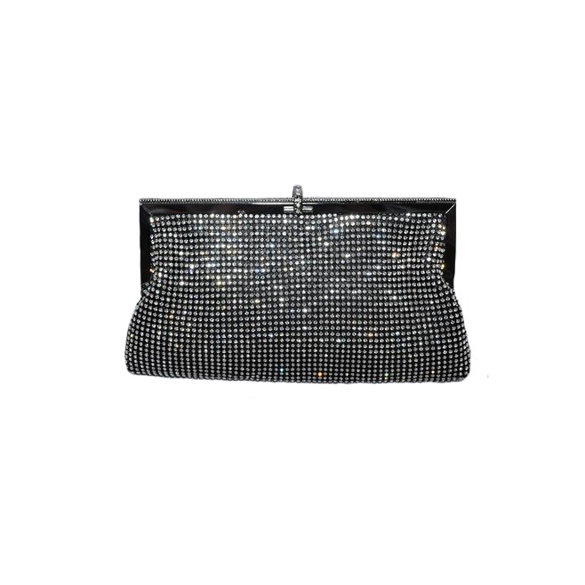 Poseta vintage cu strasuri in fata, D&J Exclusive, argintie