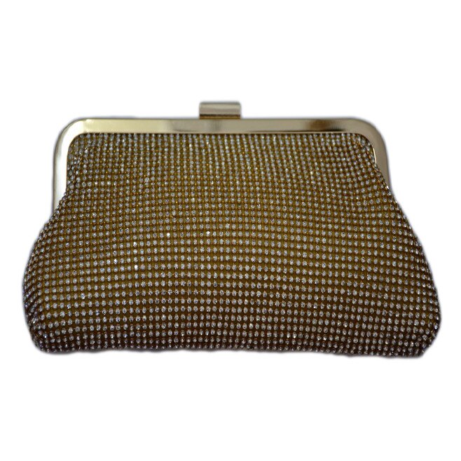 Poseta trendy cu forma deosebita, decorata cu cristale, D&J Exclusive, aurie