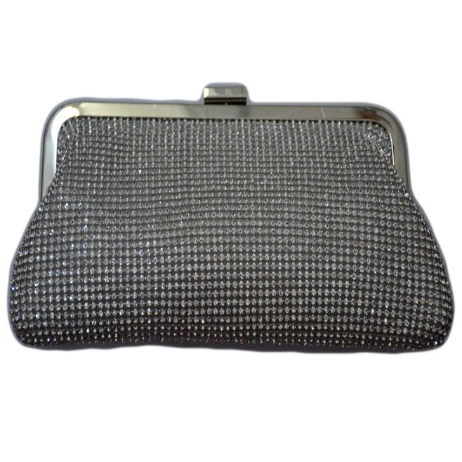 Poseta trendy cu forma deosebita, decorata cu cristale, D&J Exclusive, argintie
