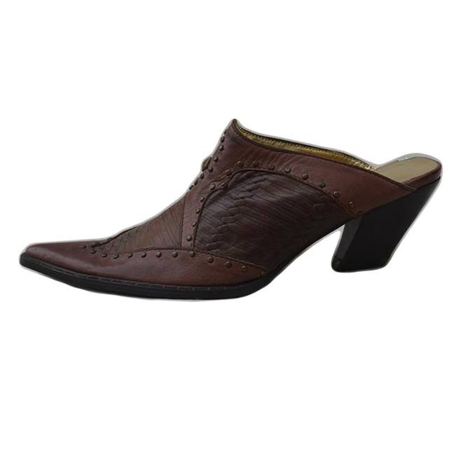 Saboti cu varf ascutit si toc mediu,D&J Exclusive,Maro-inchis,35 EU