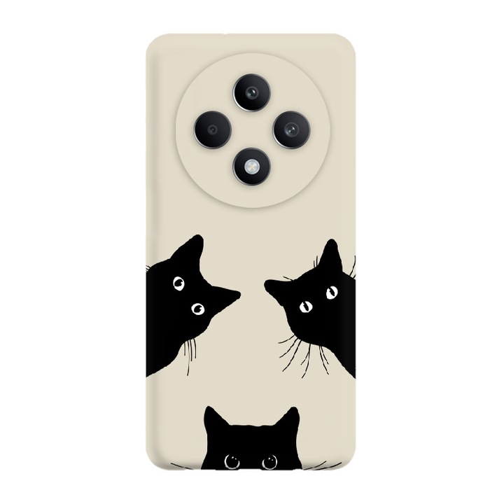 Husa pentru Telefon Oppo Reno 12 F 5G, Silicon Caz Mat, Pisici Negre, Bej, Etui Telefon Mat, [Tif 12E]