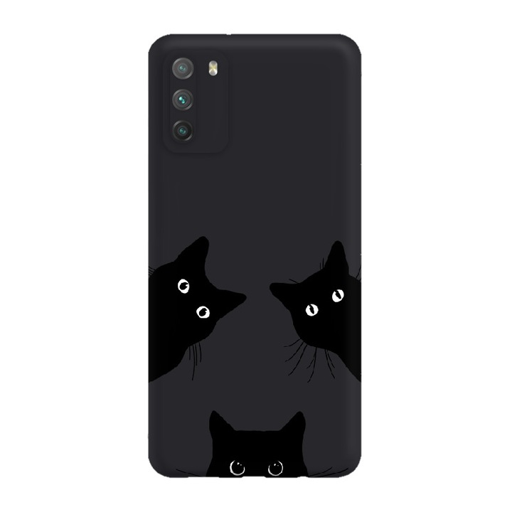 Husa pentru Telefon Oppo Reno 12 Pro 5G, Silicon Caz Mat, Pisici Negre, Negru, Etui Telefon Mat, [Tif 12E]