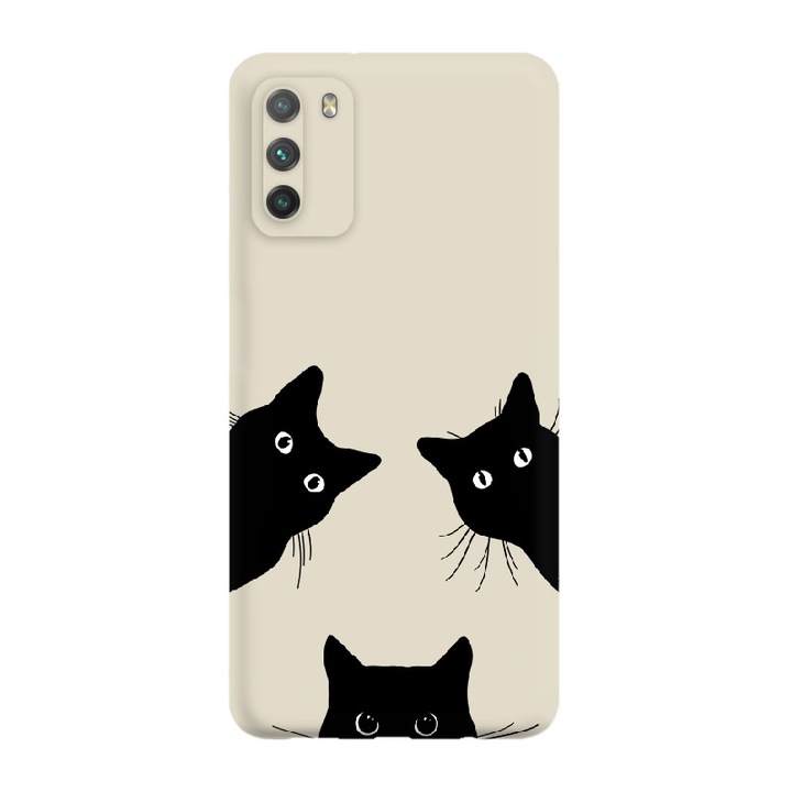 Husa pentru Telefon Oppo Reno 12 Pro 5G, Silicon Caz Mat, Pisici Negre, Bej, Etui Telefon Mat, [Tif 12E]