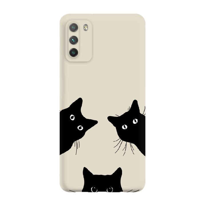 Husa pentru Telefon Oppo Reno 12 5G, Silicon Caz Mat, Pisici Negre, Bej, Etui Telefon Mat, [Tif 12E]