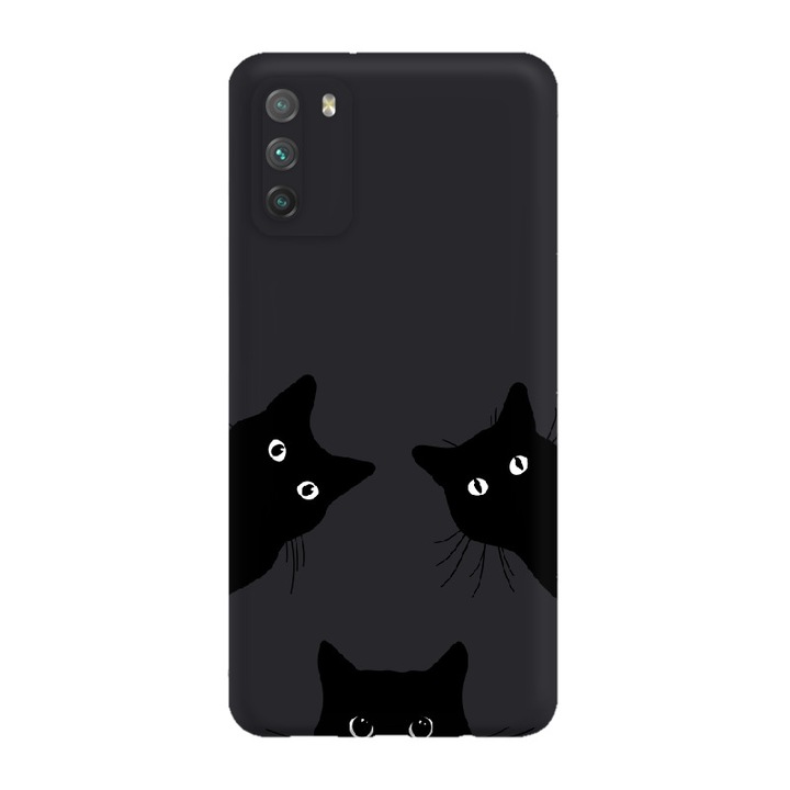Husa pentru Telefon Oppo Reno 12 5G, Silicon Caz Mat, Pisici Negre, Negru, Etui Telefon Mat, [Tif 12E]