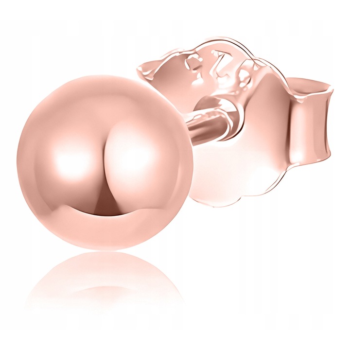 Cercei Dama, Larezo, Argint 925, Aur Roz 18 Karate, Pentru Femei, Diametru 4 mm, 1 Cercei, Ambalaj De Cadou, Roz