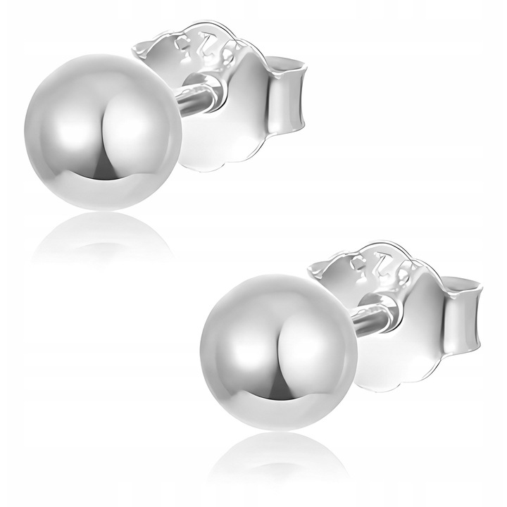 Cercei Dama, Larezo, Argint 925, Stil Clasic, Antialergic, Dimensiune4 mm, Set De 2 Cercei, Ambalaj Pentru Cadou, Argintiu