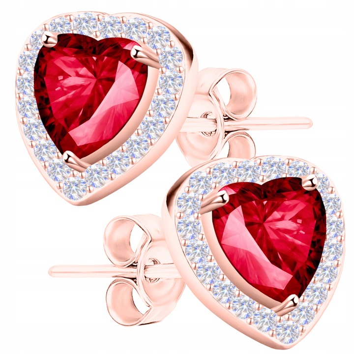 Női fülbevaló, Larezo, Leverback, Szív, 925 ezüst, 18K rózsaaranyozott, Cirkónia, Antiallergén, Méretek 7x7 mm, Súly 1.2 g, Nőknek, Szett prémium ékszerdobozzal, Színes
