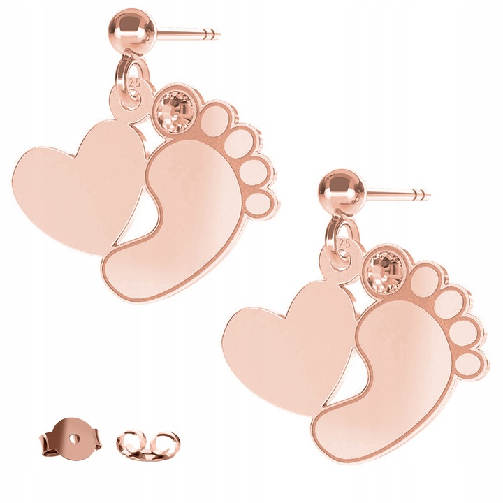 Cercei Dama, Larezo, Stofa, Argint 925 Acoperit Cu Aur Roz De 18 Karate, Lungimea Pandantivului 13,20 mm, Antialergic, Ambalaj Cadou Cu Certificat De Calitate, Roz