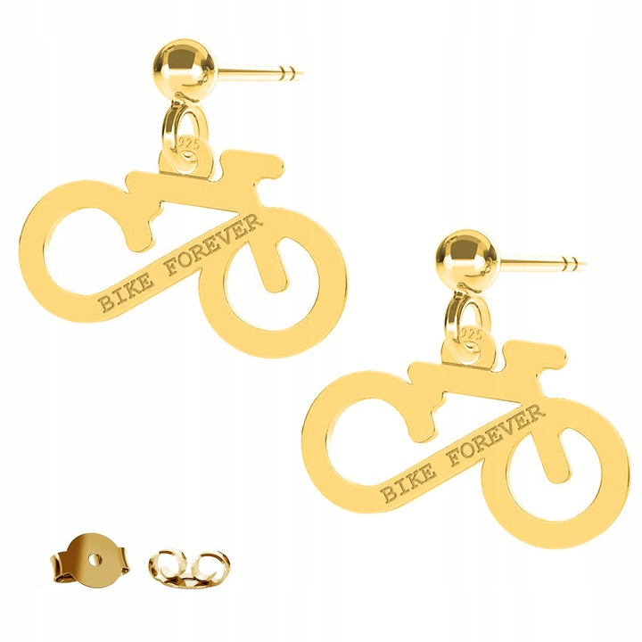 Fülbevaló, Larezo, Arany kerékpár, 925 ezüst, 24K arany, antiallergén, 11 mm, nőknek, 1 pár fülbevaló prémium ékszerdobozban, aranyszínű
