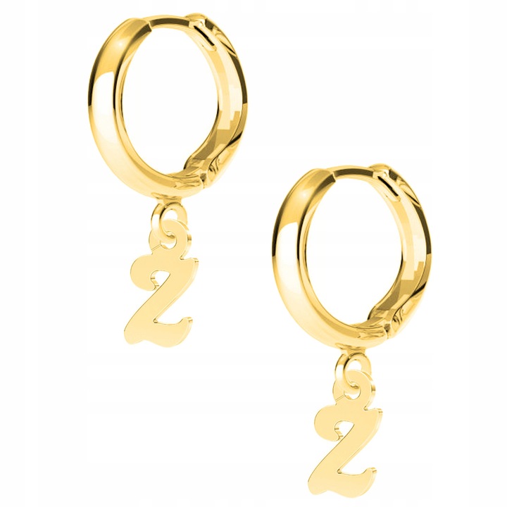 Cercei Dama, Larezo, Litera Mica Din, Argint 925 Acoperit Cu Aur De 24K, Inchidere Engleza, Antialergic, Pentru Femei, Set Cu Cutie Cadou, Auriu